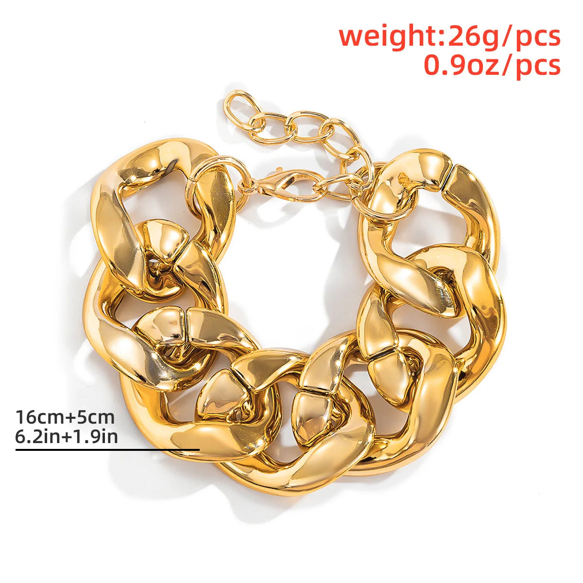 Thick Link Chain Bracelet CCB Material Cool Twist