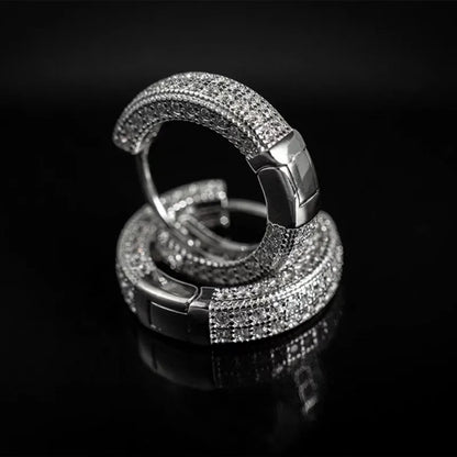 Iced Out Cz Hoop Earrings Premium Hypoallergenic Earrings