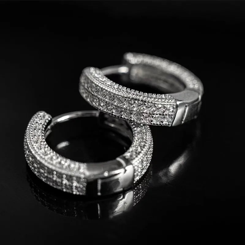 Iced Out Cz Hoop Earrings Premium Hypoallergenic Earrings