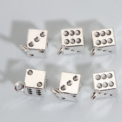 10pcs Cube Dice Charms Silver Color Geometrical Terndy Pendants