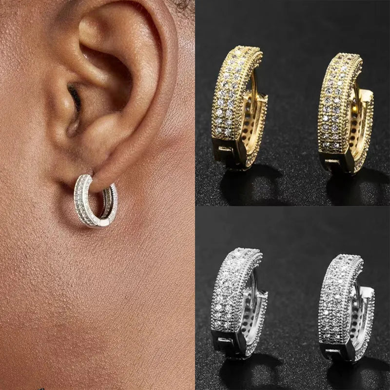 Iced Out Cz Hoop Earrings Premium Hypoallergenic Earrings