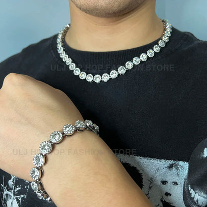 Iced Out 10mm Round Bling Rhinestone Cuban Chain Choker