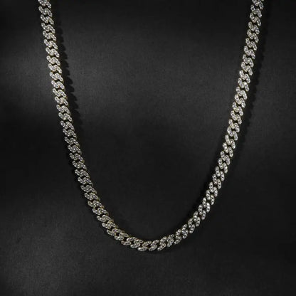 9MM Cuban Link Chain Necklace Bling Iced Out 1 Row Rhinestone Paved Cuban Chain