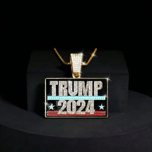 2024 New Hip Hop Men's TRUMP Letter Pendant Stainless Steel Chain Pendant Necklace For Men Independence Day Jewelry Accessories