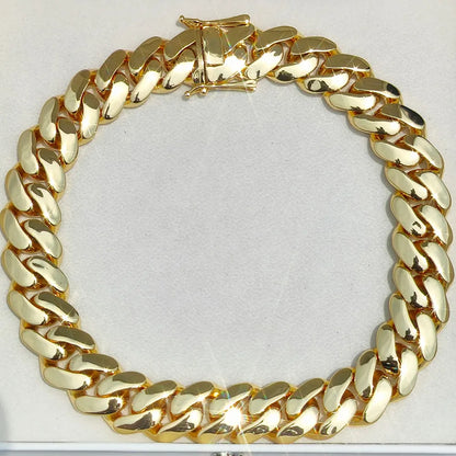 22MM Width Miami Brass Cuban Link Chain Thick And Heavy Necklace