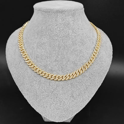 9MM Cuban Link Chain Necklace Bling Iced Out 1 Row Rhinestone Paved Cuban Chain