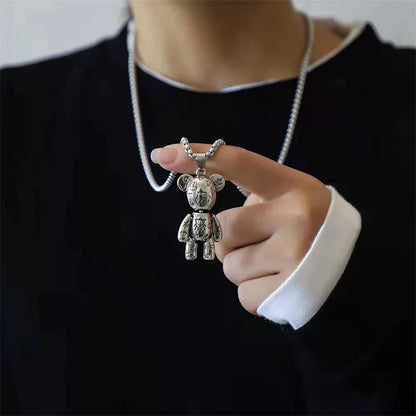 Actionable Graffiti Violence Bear Necklace Pendant Sweater Chain Hoodie