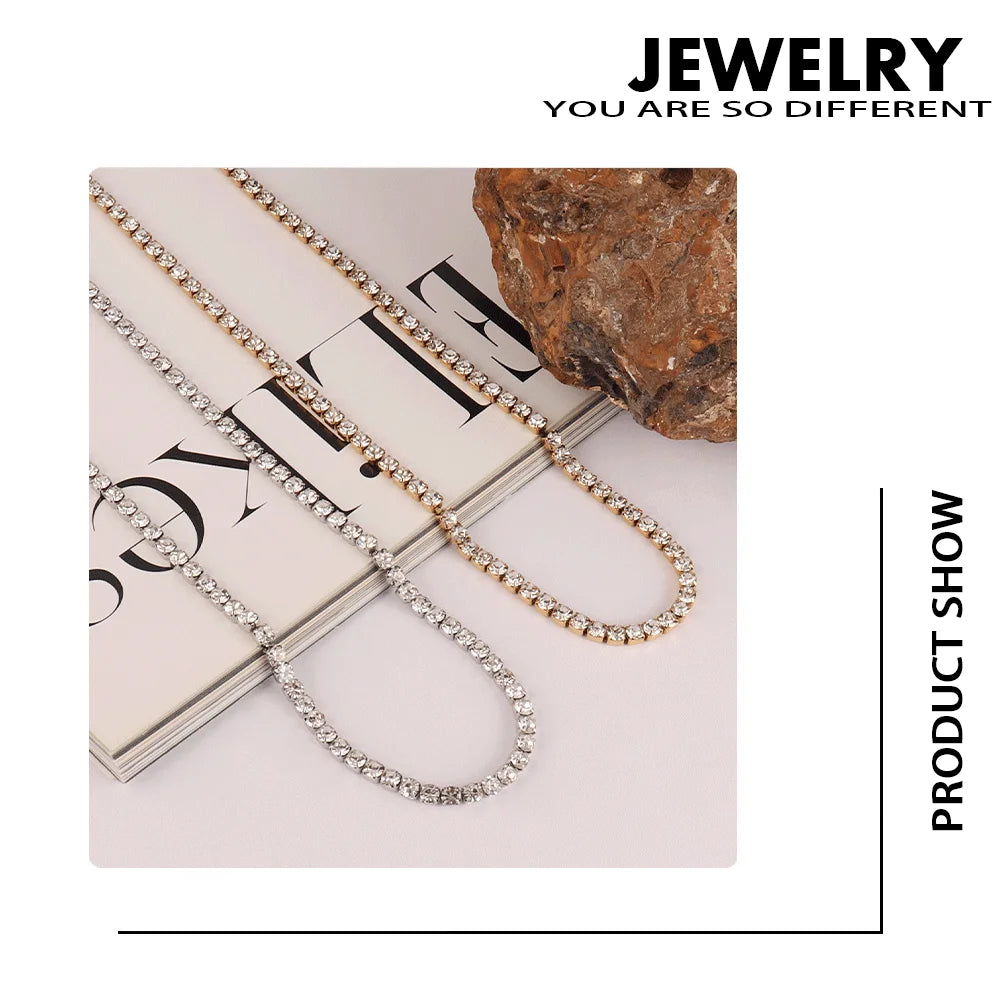 316L Stainless Steel Necklace For Women 4mm Tennis Chain Men Hip Hop Choker Necklaces Gothic Zircon Necklace Jewelry