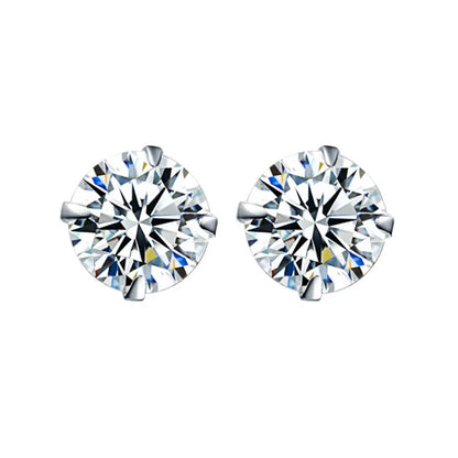 Zircon Silver Color Stud Earrings Hip Hop Rhinestone