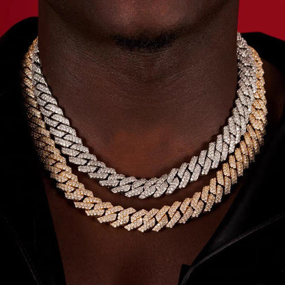 Men Women Luxury Prong Cuban Link Chain Necklace Bling Iced Out Crystal Zircon Cluster Tennis Chain Necklaces Hip Hop Jewelry