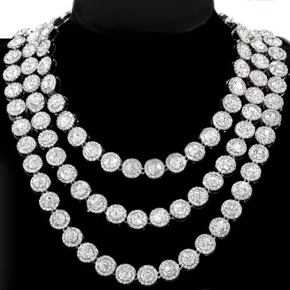 Men Women Luxury Prong Cuban Link Chain Necklace Bling Iced Out Crystal Zircon Cluster Tennis Chain Necklaces Hip Hop Jewelry