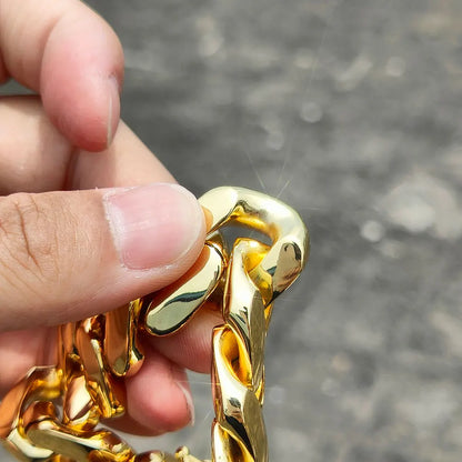 22MM Width Miami Brass Cuban Link Chain Thick And Heavy Necklace