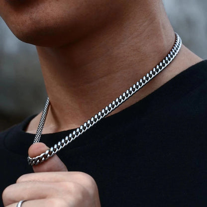 Hip Hop Width 3/5/7/9MM Cuban Link Stainless Steel Chains Necklace for Men Basic Simple Rapper's Choker on Neck Fashion Jewelry