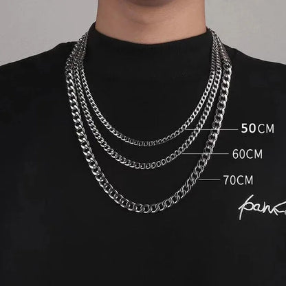 Hip Hop Width 3/5/7/9MM Cuban Link Stainless Steel Chains Necklace for Men Basic Simple Rapper's Choker on Neck Fashion Jewelry