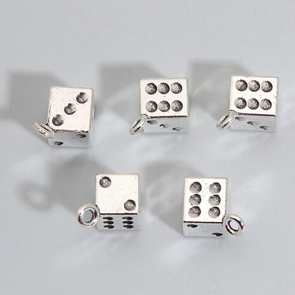 10pcs Cube Dice Charms Silver Color Geometrical Terndy Pendants