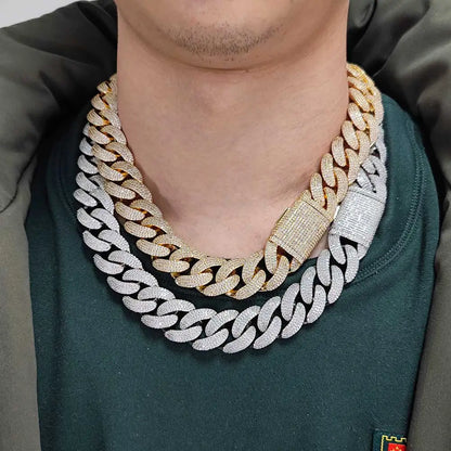 20mm 4 Rows Hip Hop Iced Out Cuban Link Necklace Miami Bling Chain CZ Luxury Choker Chain Jewelry Gift for Men