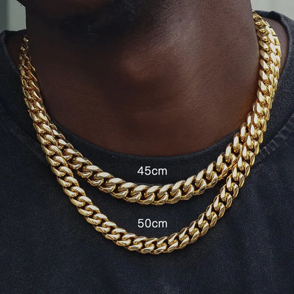 6mm/8mm/10mm/12mm Hip-Hop High Polished Gold Color 316L Stainless Steel Curb Cuban Link Chain Necklace Gift For Men Jewelry