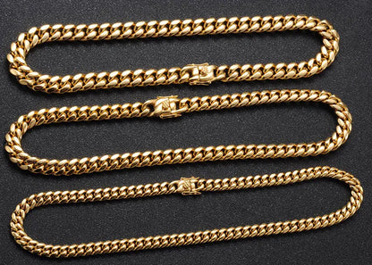 6mm/8mm/10mm/12mm Hip-Hop High Polished Gold Color 316L Stainless Steel Curb Cuban Link Chain Necklace Gift For Men Jewelry