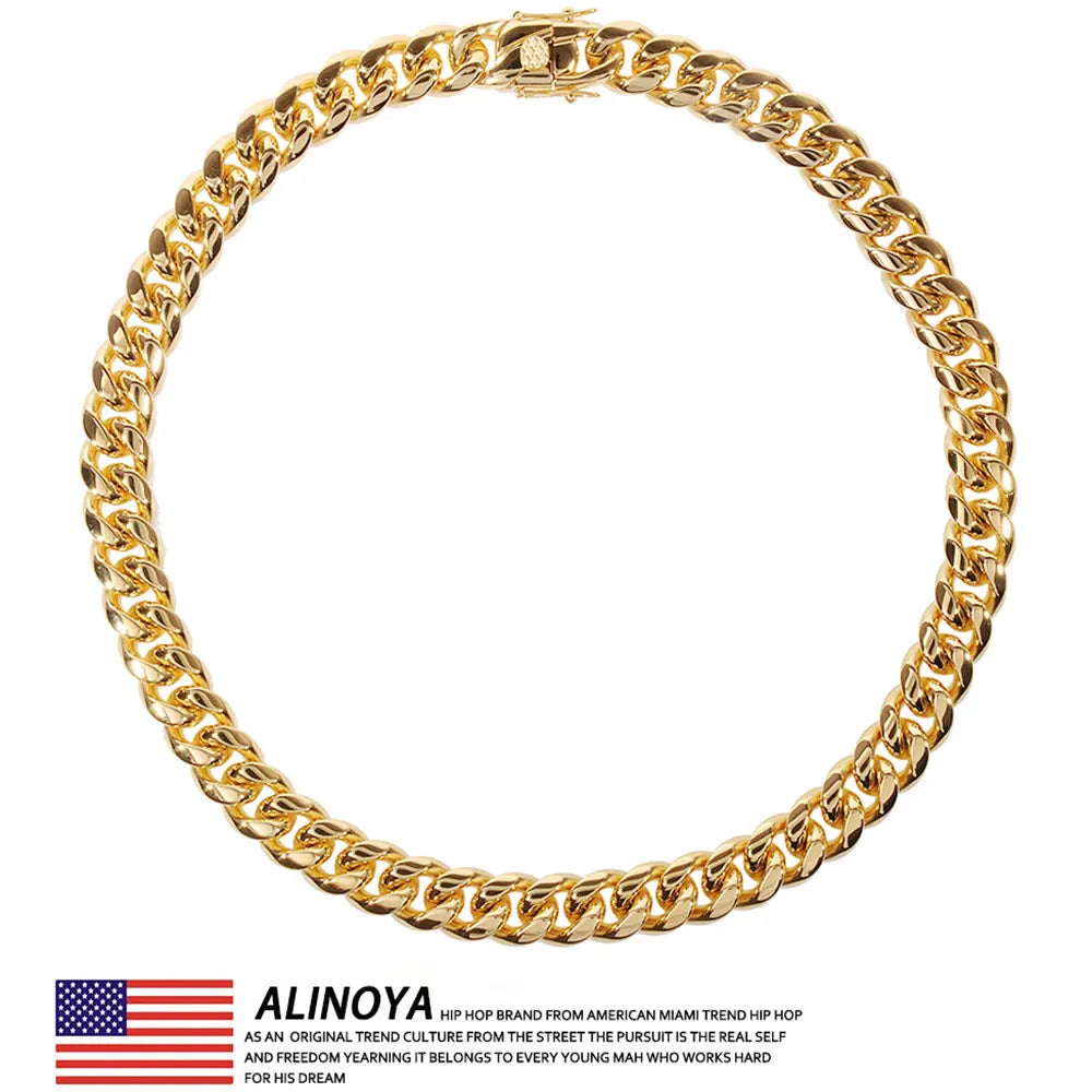 6mm/8mm/10mm/12mm Hip-Hop High Polished Gold Color 316L Stainless Steel Curb Cuban Link Chain Necklace Gift For Men Jewelry